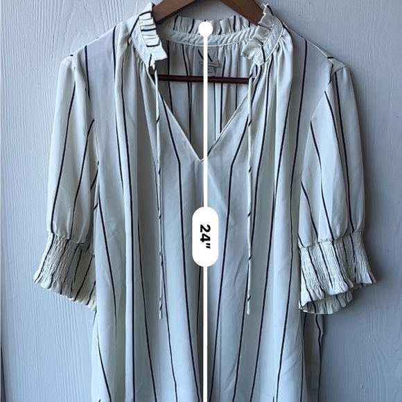 WORTHINGTON White and Black Vertical Striped Blouse Women’s XL - Picture 8 of 11